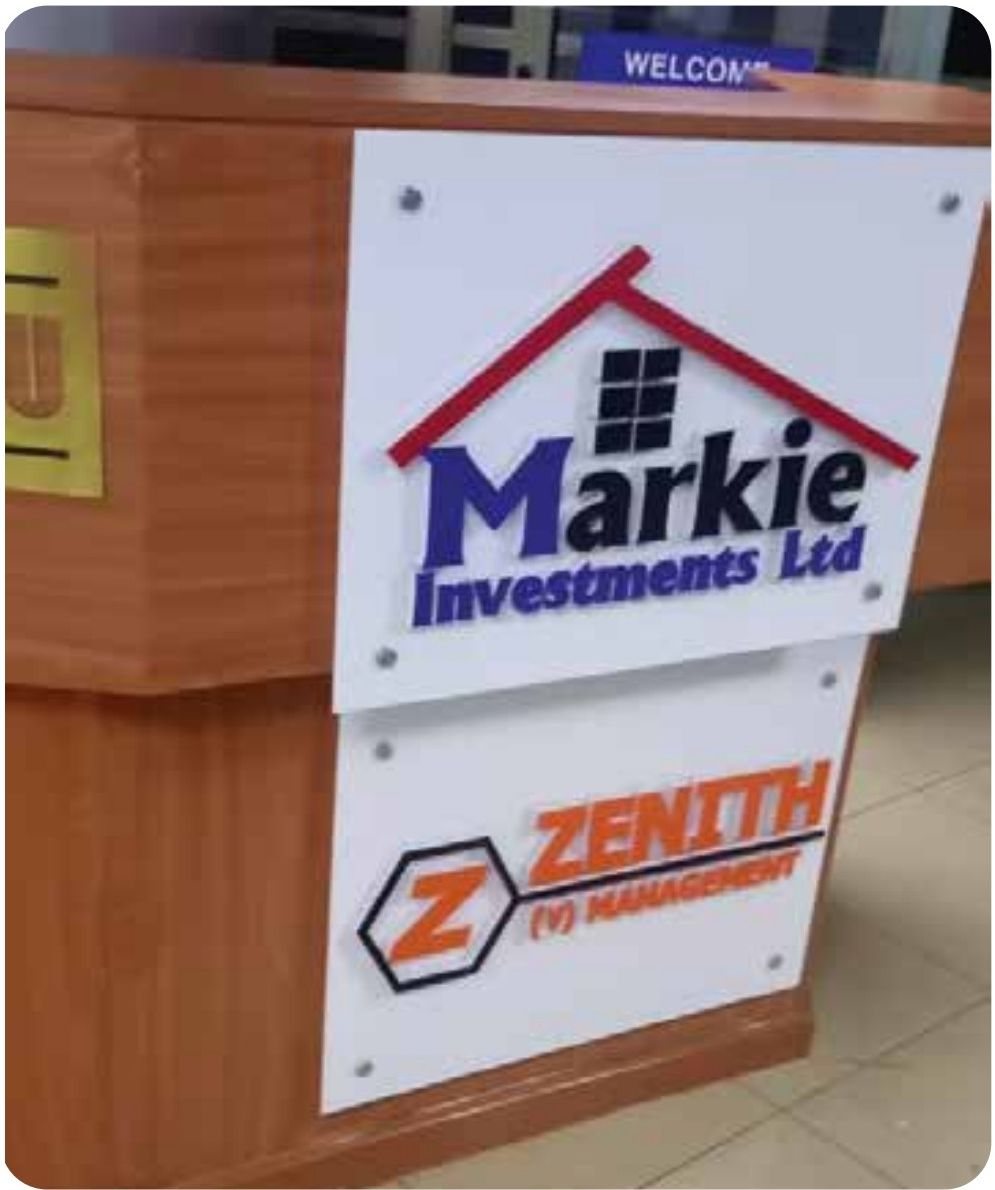Reception & office name plates — Markie Investments