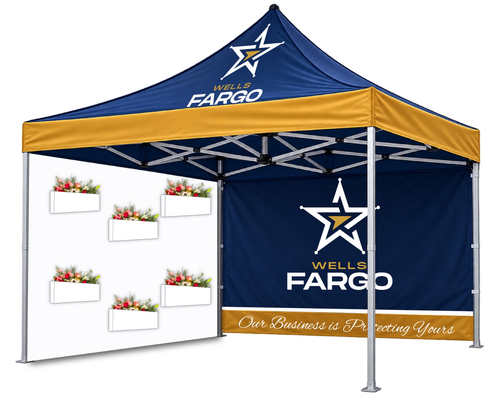 Branded gazebo & media wall — Wells Fargo
