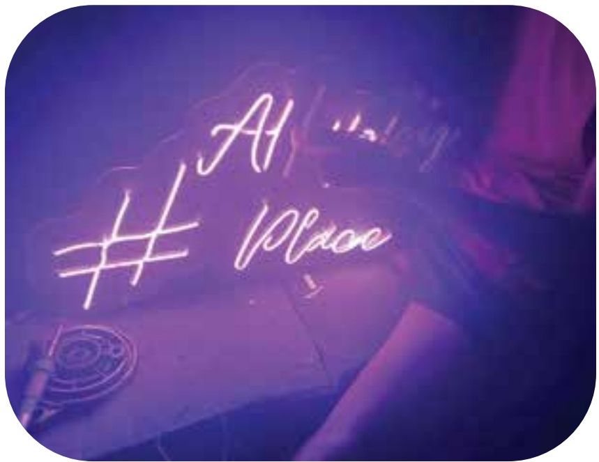Neon script feature wall — AI Place