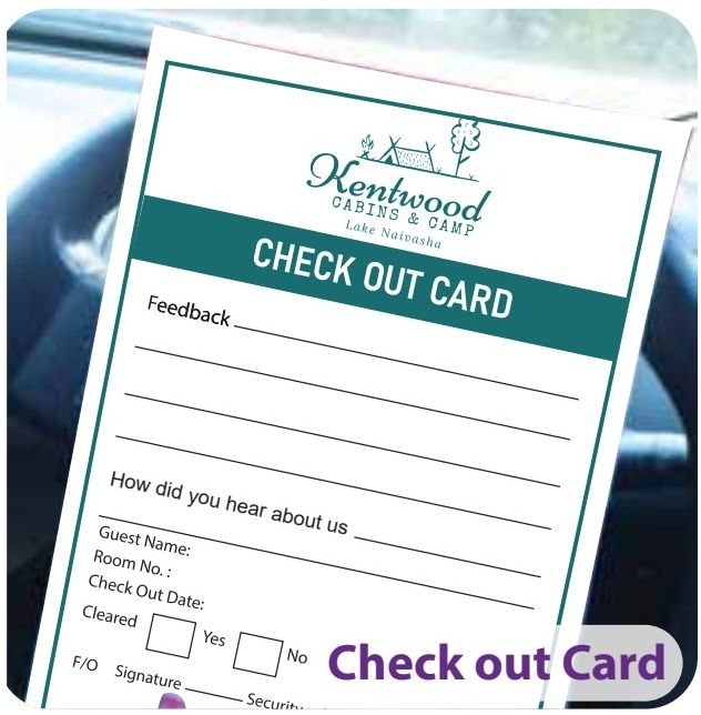 Check-out cards & collateral — Kentwood Cabins & Camp