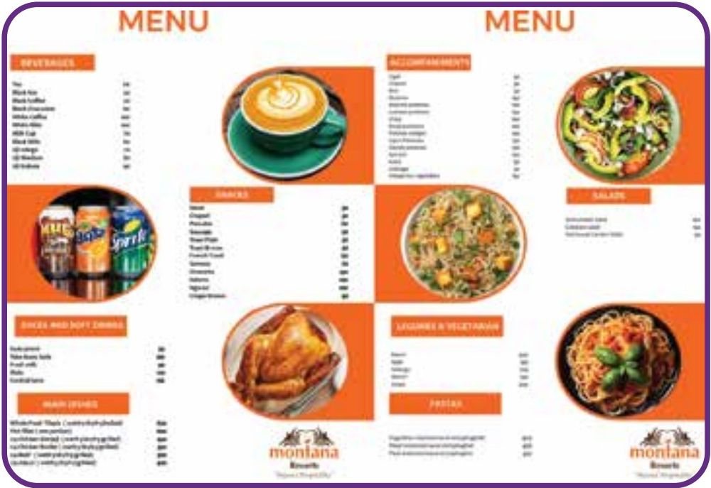 Café menu design & print — Restaurant client