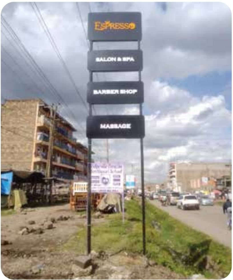 Pylon & roadside stack sign — Espresso Salon & Spa