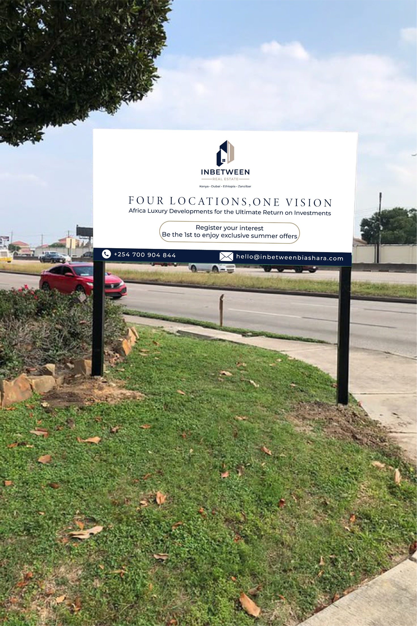 Real estate site board — Inbetween Real Estate