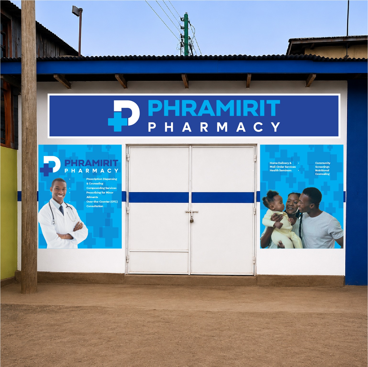 Shopfront fascia & window graphics — Phramirit Pharmacy