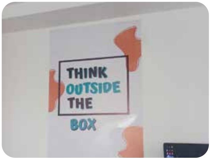 Cut-vinyl wall graphics — Think Outside The Box mural