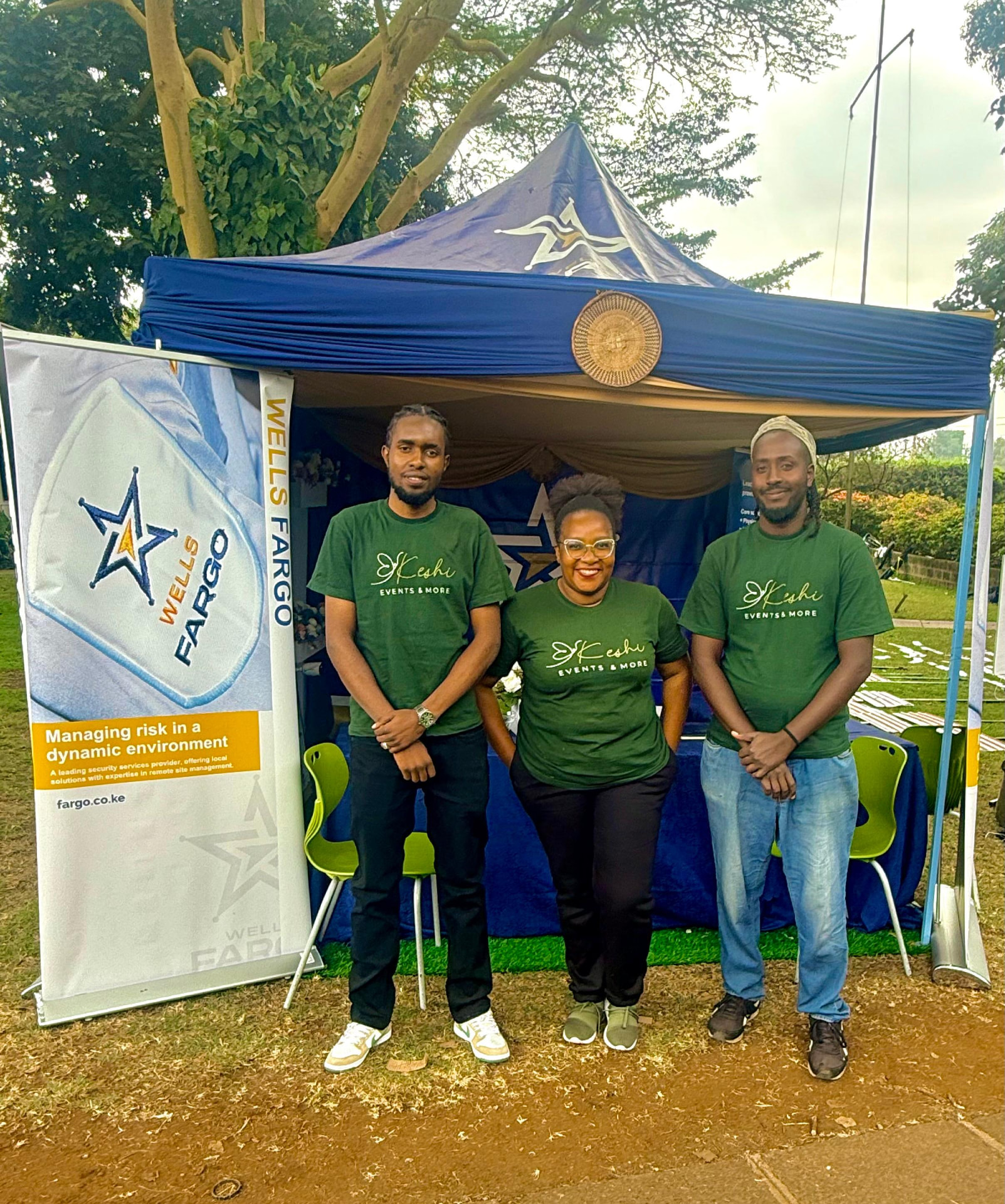 Branded gazebo, banner and event crew wear — Wells Fargo
